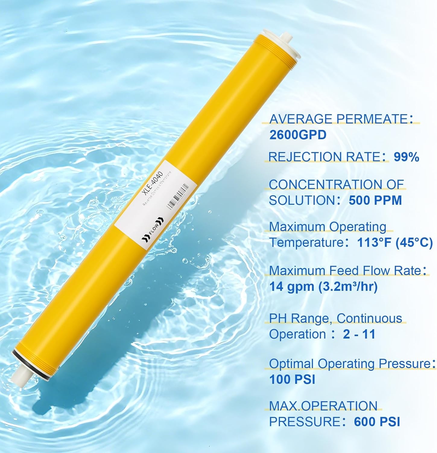 XLE 4040 REVERSE OSMOSIS MEMBRANE FOR DOW FILMTEC MEMBRANE REPLACEMENT 4"X40" US gallery