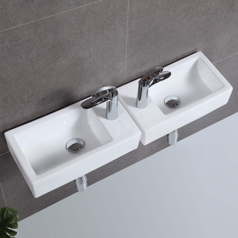 Wall Mount / Countertop basin Mini Rectangle Ceramic Sink for Tiny Bathrooms gallery