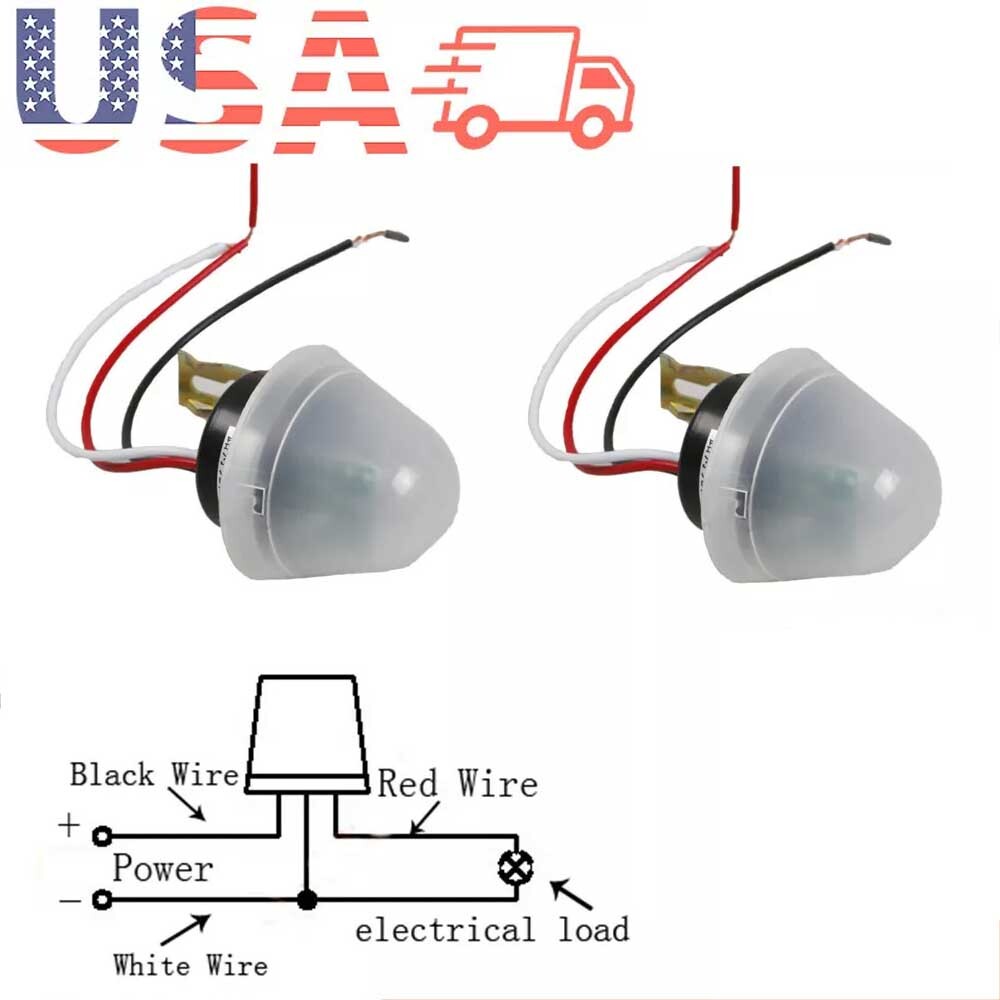 2pcs 12V Auto On Off Outdoor Light Photocell Switch Control Dark to Dawn Sensor gallery