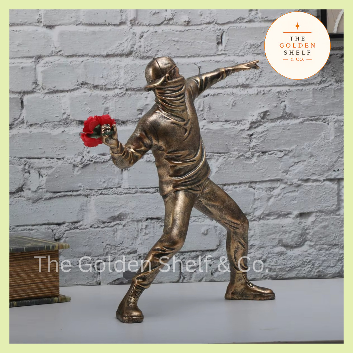 Banksy Flower Thrower Statue Graffiti Art Resin Figurine Sculpture 8.5" / 21.5cm gallery