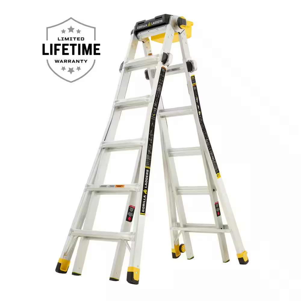 23 Ft. Reach Aluminum Multi-Position Ladder with Project Tray, 375 Lbs. Load Cap gallery