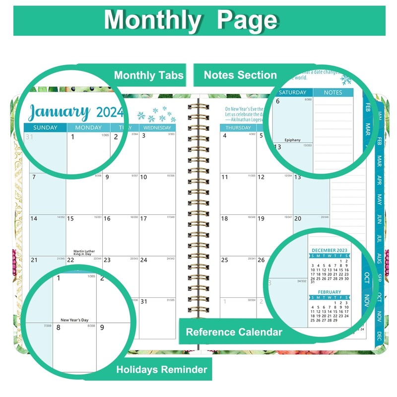 2024 Planner, Weekly and Monthly Planner from Jan 2024 - Dec 2024, 6.25" x 8.... gallery