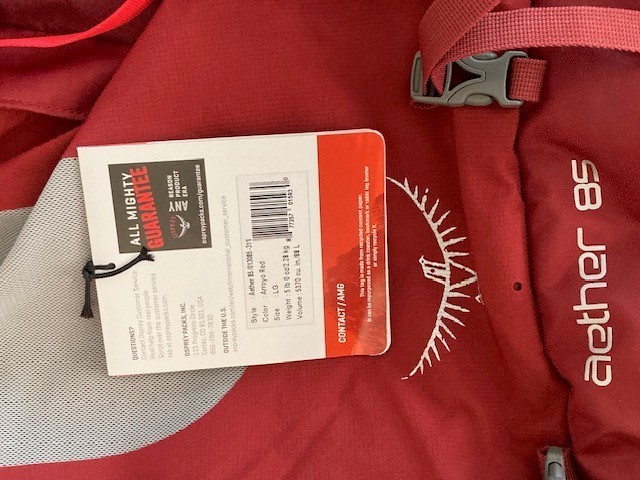 Backpack, Osprey Aether Men’s Large 85L, Arroyo Red, XLNT 4