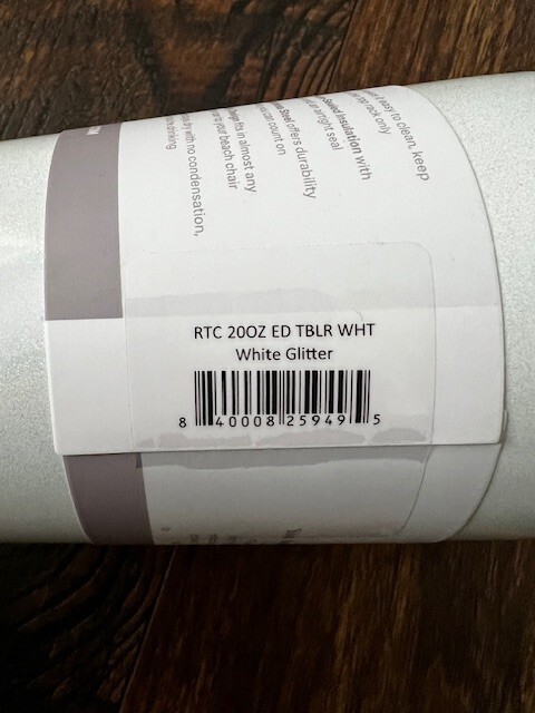 NEW RTIC 20oz Ceramic Lined Everyday Tumbler Cold Straw Lid White Glitter gallery