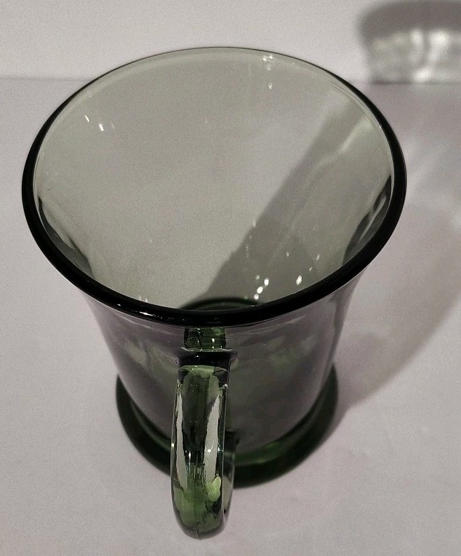 Anchor Hocking Footed Green Glass Coffee Tea Mug Made In USA gallery