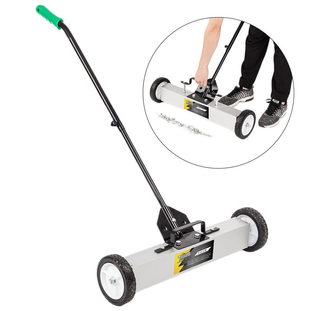 24-Inch Rolling Magnetic Pick-Up Sweeper with Adjustable Long Handle and Wheels gallery