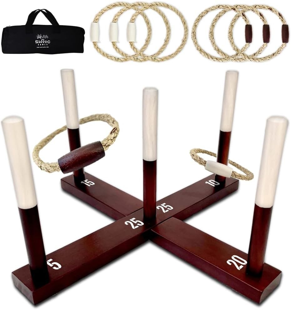 Games - Rustic Ring Toss Game All Weather - Easy Setup & Extra Games Included... gallery