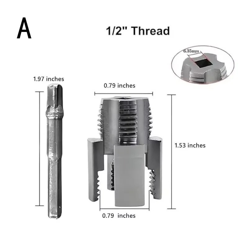 Integrated Internal & External Pipe Threading Tool Steel PVC Pipe Threader Kit gallery