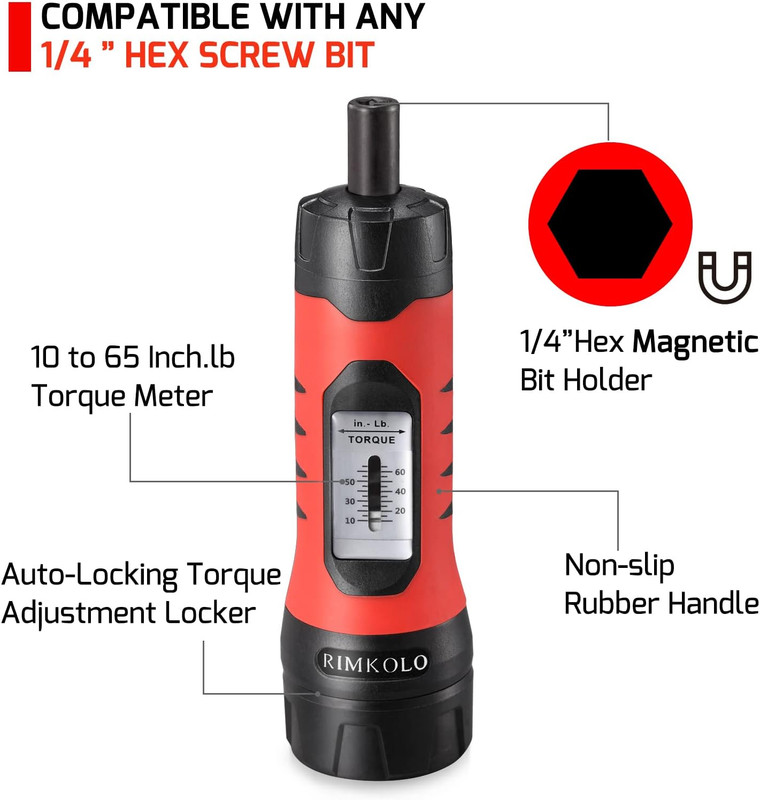 Torque Screwdriver Wrench Set (10-65 In.Lb ±1) with 29 S2 Alloy Bits & 5 Drive S gallery