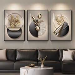 Large Framed Modern Elegant Wall Art for Living Room, 3 Piece Black and Gold …