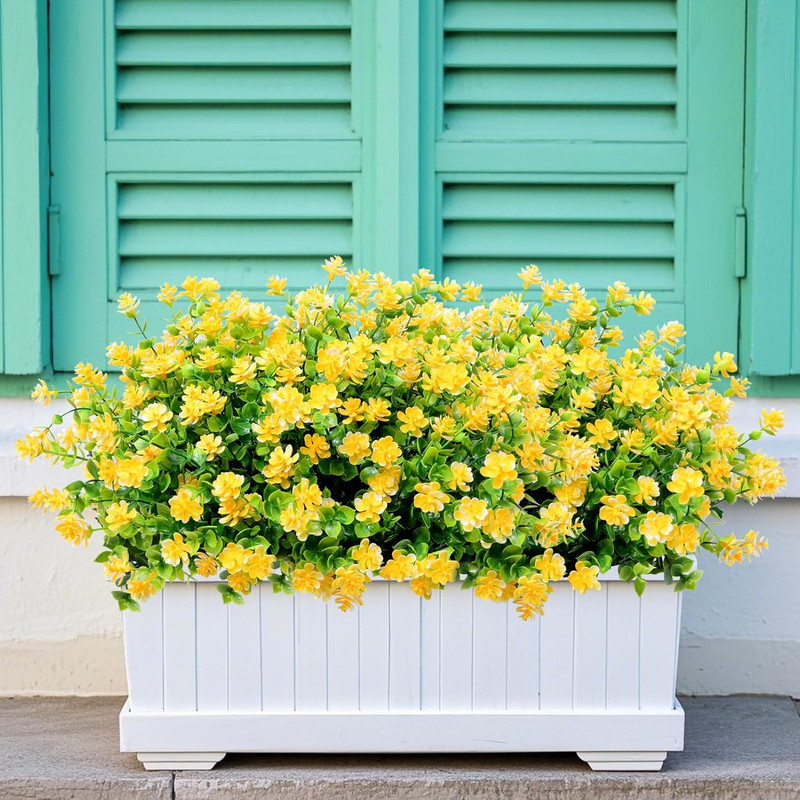 12 Pack Artificial Flowers & Plants for Outdoor Decor - Faux Eucalyptus & Lavend gallery