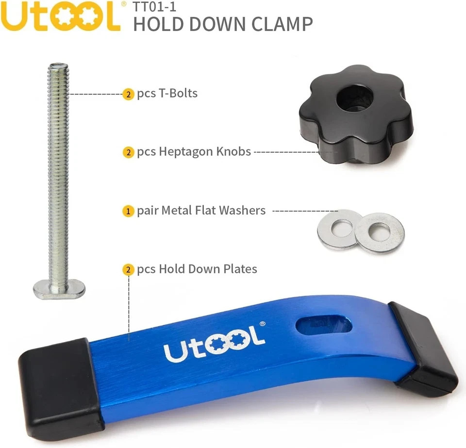 2 Pack T-Track Hold down Clamps Kit with 3-1/2" T-Bolts, 6-1/3" L X 1-1/5" Width gallery
