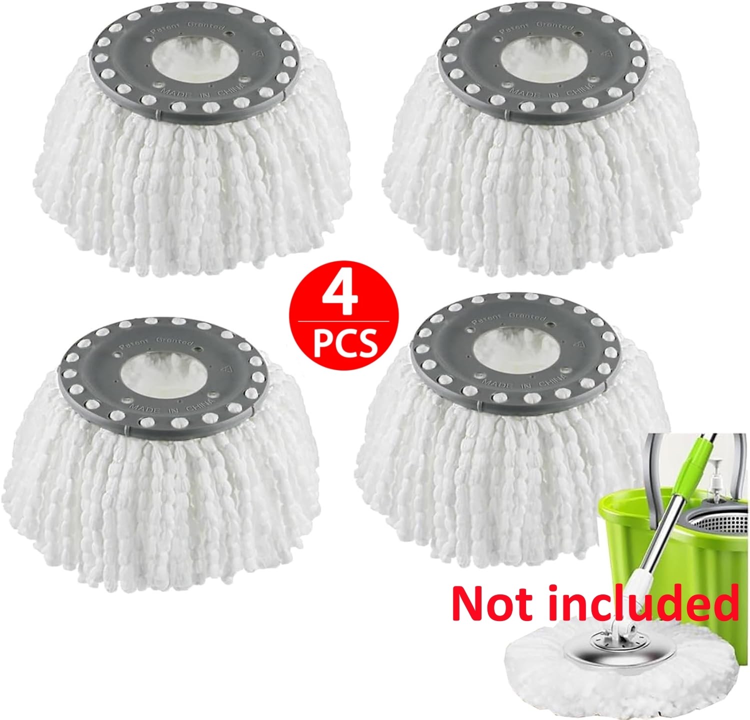 4 Pack Replacement Microfiber Mop Head Easy Cleaning Wring Refill for Spin Mop gallery