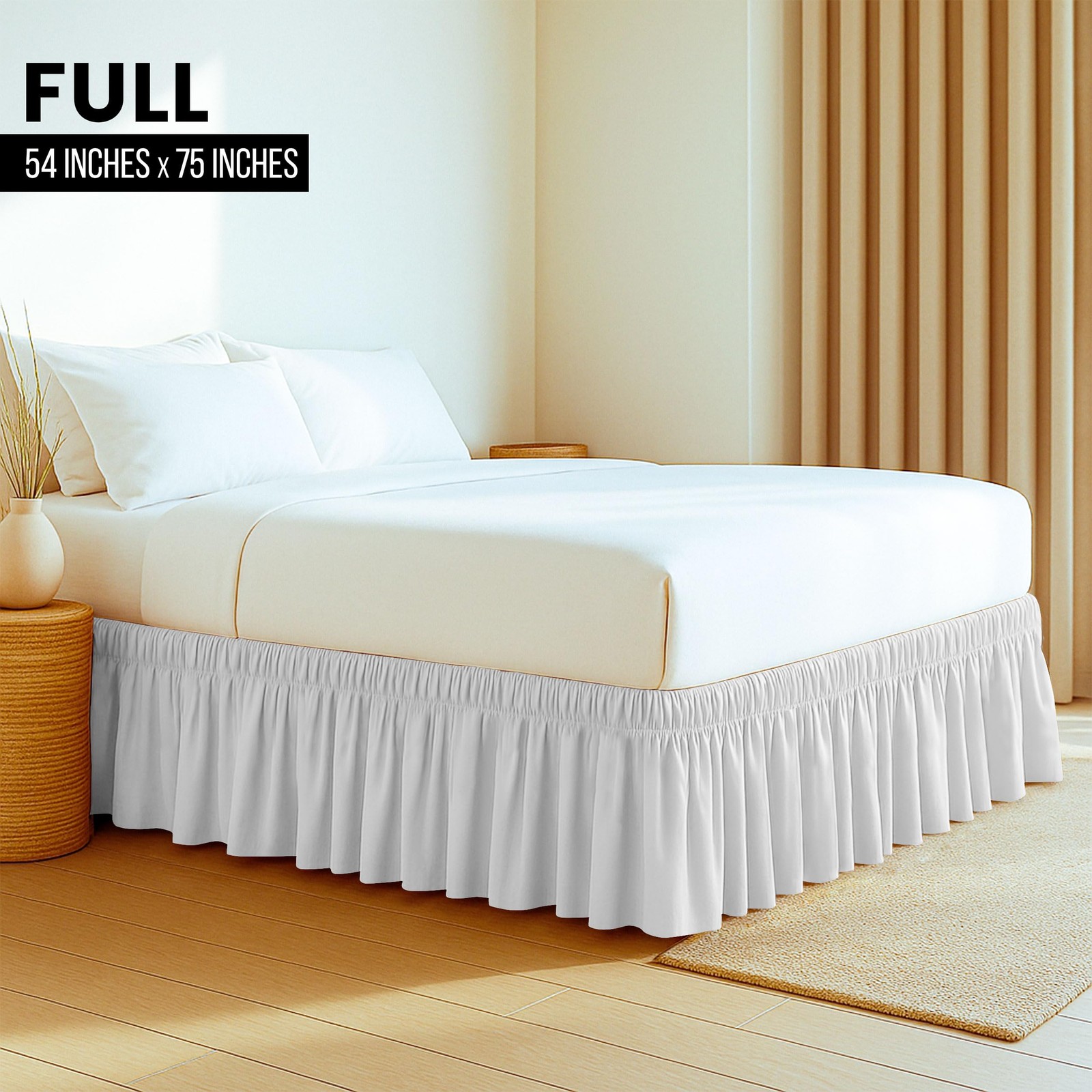 Wrap Around Ruffle Twin Size Bed Skirt – Adjustable Buckle & Elastic Belt for... gallery