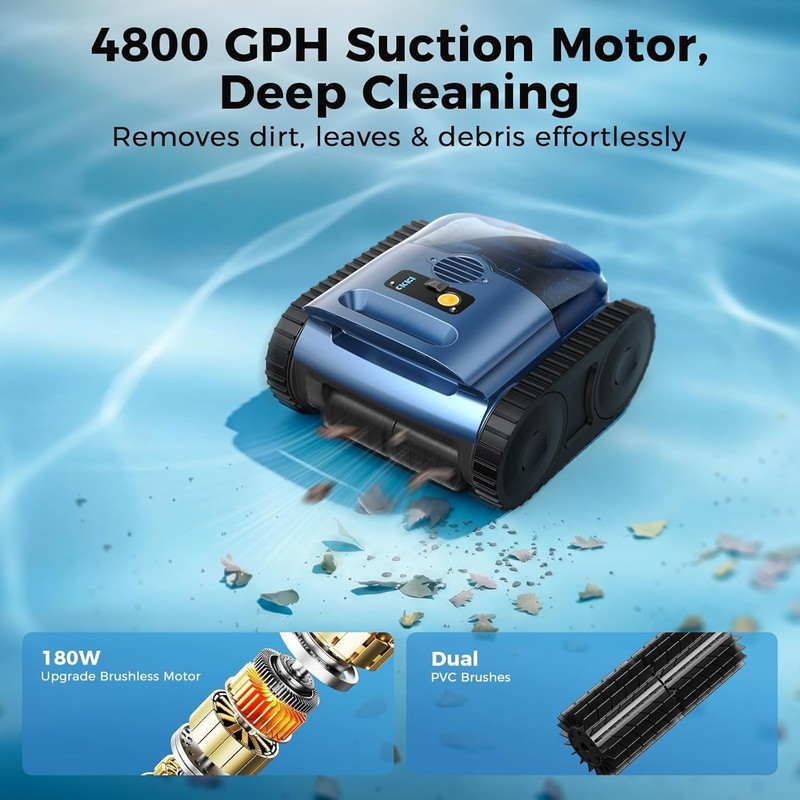Robotic Pool Cleaner Cordless Inground Pool Vacuum 2150 sq ft 180 min Runtime... gallery