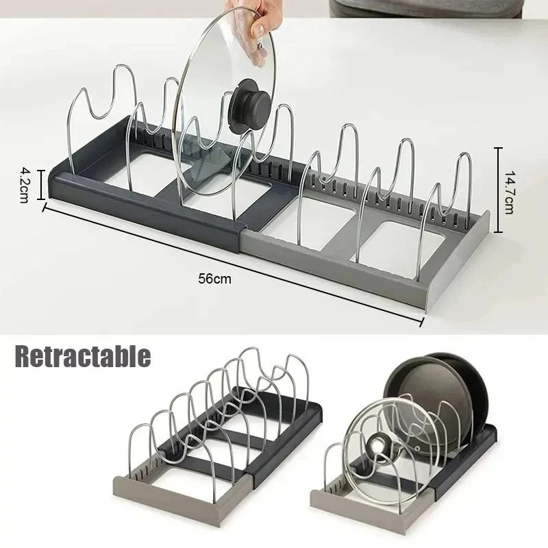 Expandable Adjustable Kitchen Organizer Rack for Pot Lids, Pans, Plates Cabinet gallery