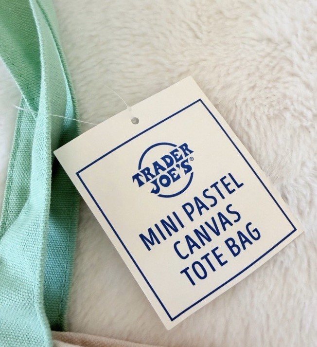 Trader Joe's Mini Pastel Canvas Tote Bag - Beige Mint Green - Small - Viral gallery
