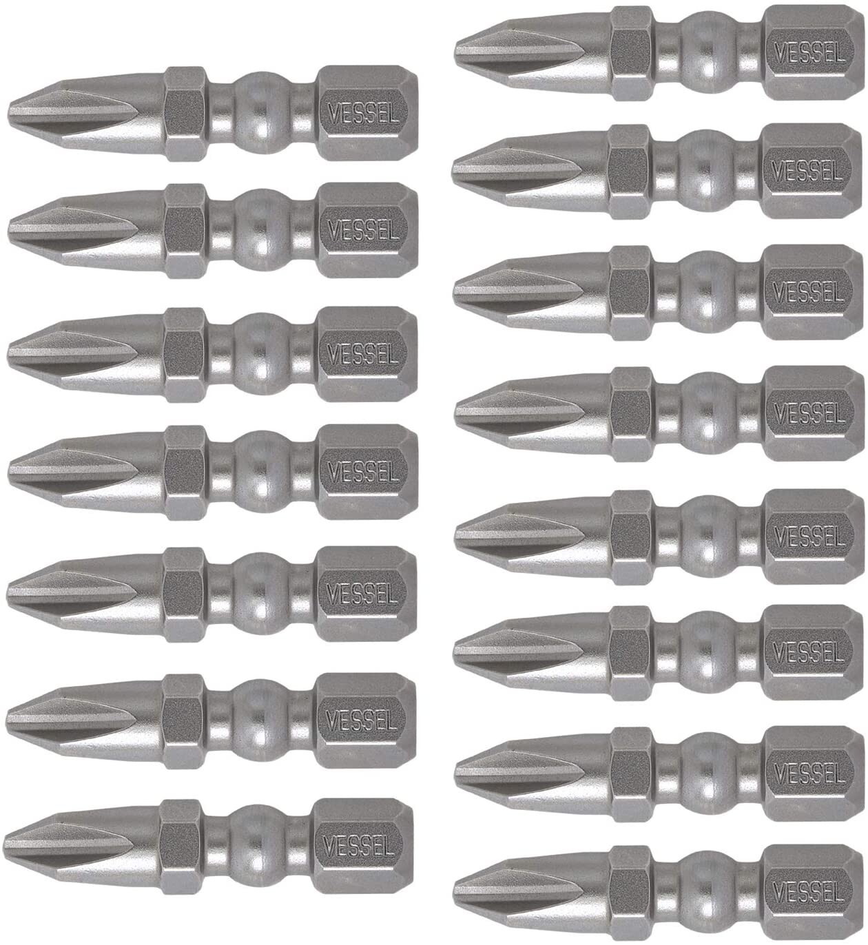 Vessel 15pc 1" Phillips P2 Insert Bits Impact Ready Made in JAPAN IBPH230P15T gallery