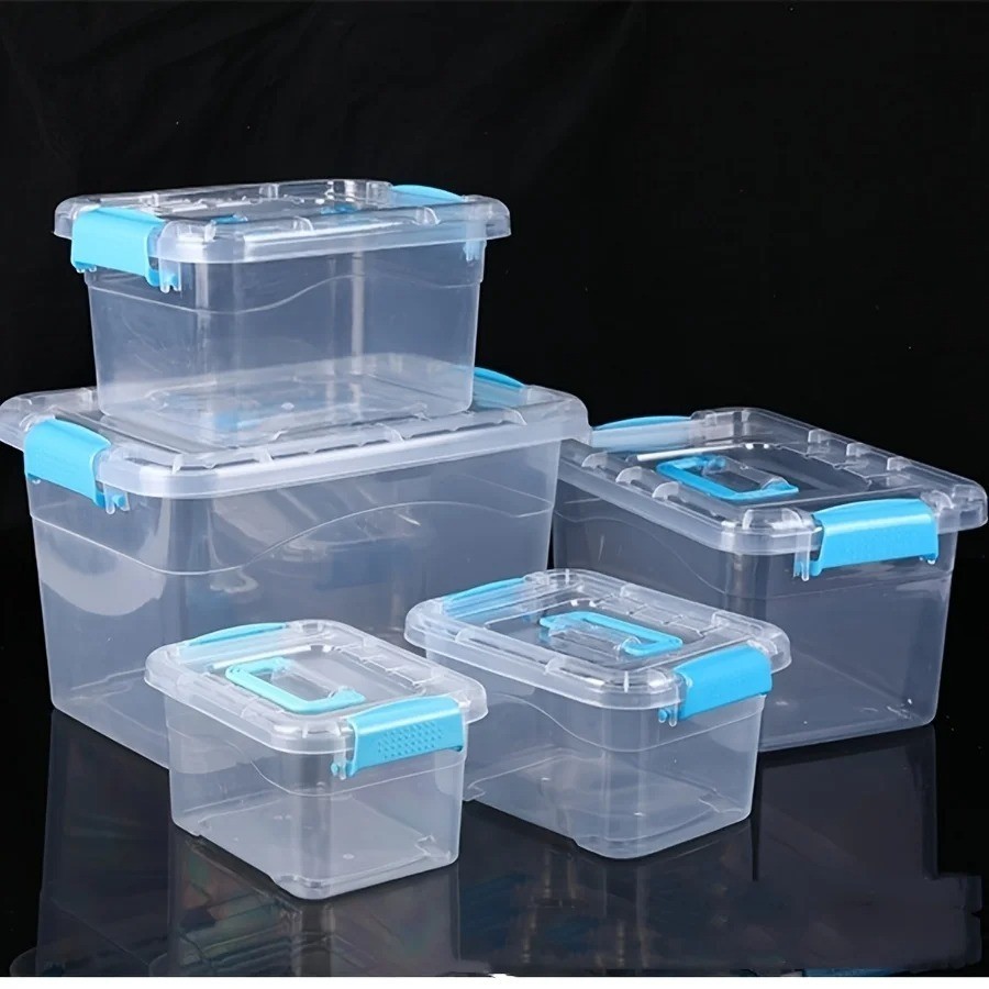 (Pack of 2) Stackable Plastic Tote Box Storage Containers Bin Storage gallery