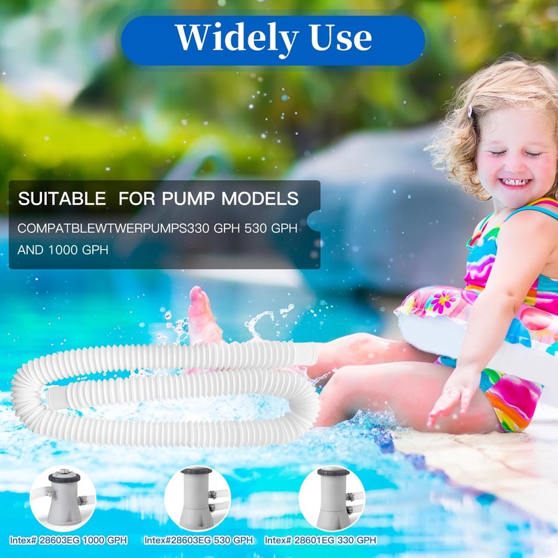 Swimming Pool Replacement Hose, Stretchable 59 inches x 1.25 inches, White gallery