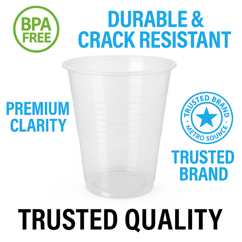 Metro Source 9 oz Clear Plastic Cups 960 Count Bulk | Durable Disposable PP Cups gallery