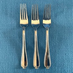 Hampton Silversmiths RENEE 3 Dinner Forks 8” Glossy Rope Edge Great Condition
