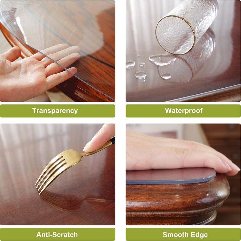Clear Table Protector 30 x 60 Inch, 2mm Thick Plastic Table Cover, Waterproof... gallery