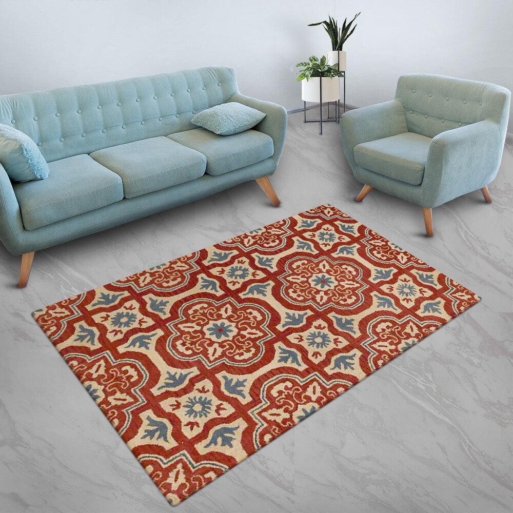 Eco-Friendly Hand Tufted Wool Area Rug Floral Red Beige BBH Homes BBK00230 gallery