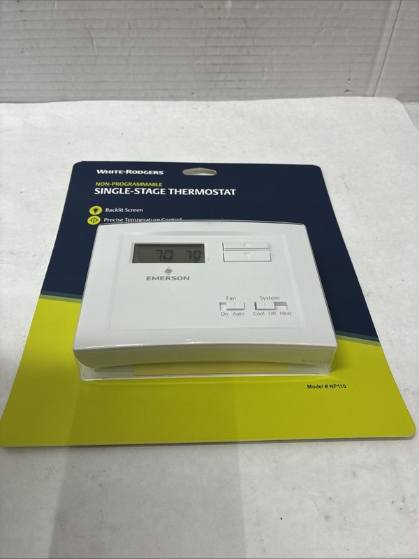 White Rodgers NP110 Rectangle 24V Push Buttons Single Pole Thermostat gallery