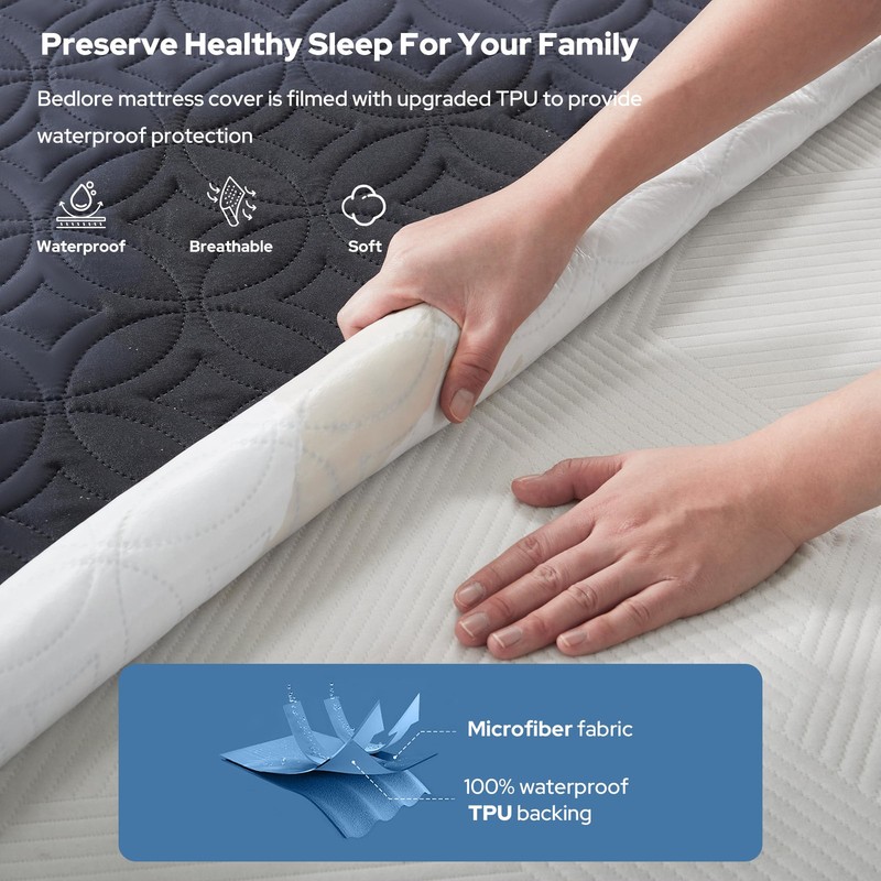 BEDLORE Waterproof Mattress Protector, Cal King Size Mattress Pad with Deep P... gallery
