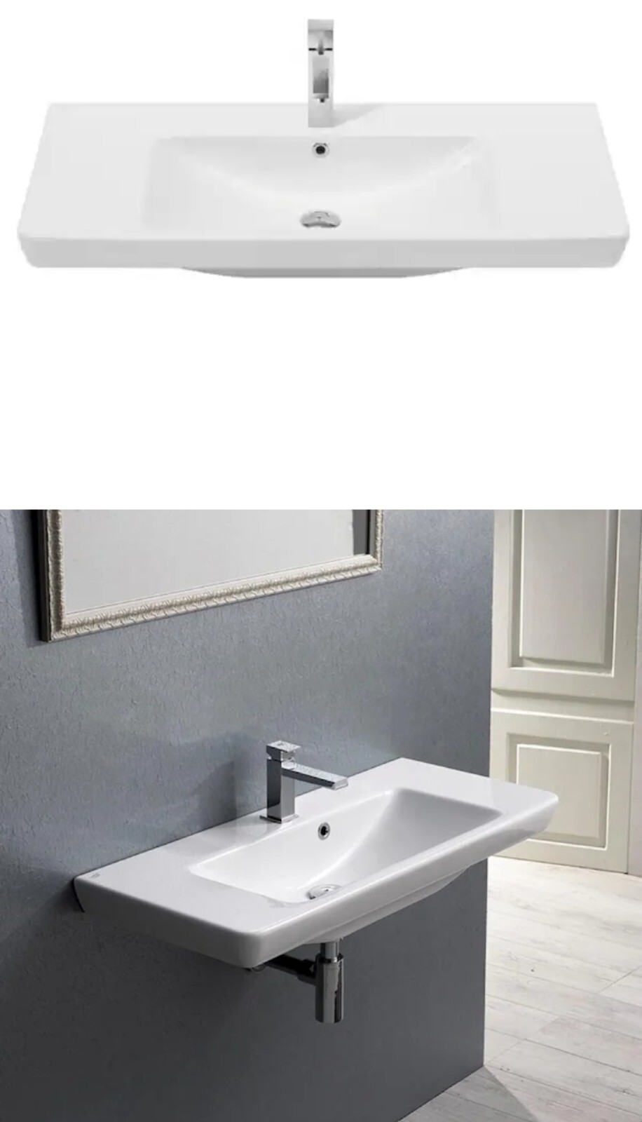 NIB Nameeks Porto CeraStyle Wall Mounted ADA Compliant White Sink gallery