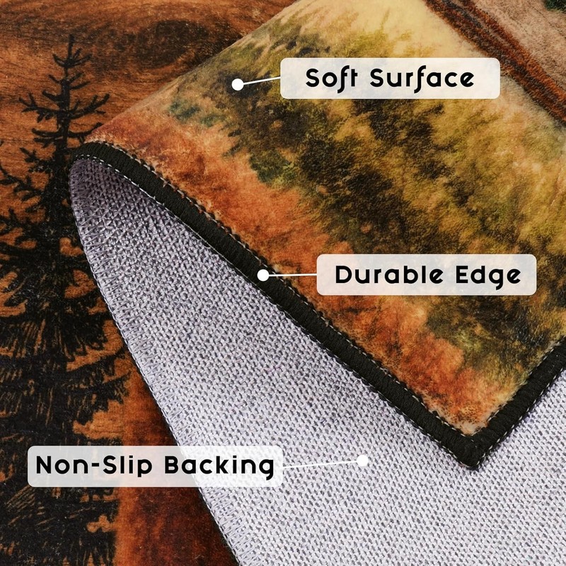Rustic Cabin Area Rug 3X5 Lodge Bear Moose Deer Rugs for Living Room Low Pile gallery