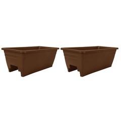 HC Co. (SPX24DBE21) Plastic Deck Rail Planter Box, Chocolate – 24″ (2 Pack)