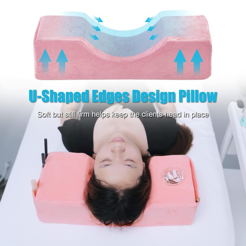 Eyelash Extension Memory Foam Neck Pillow Sleep Support Removable Pink Velvet... gallery