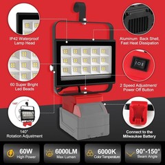 LED Work Light For Milwaukee M18 18V Battery 60W 6000lm USB Outdoor Flashlight