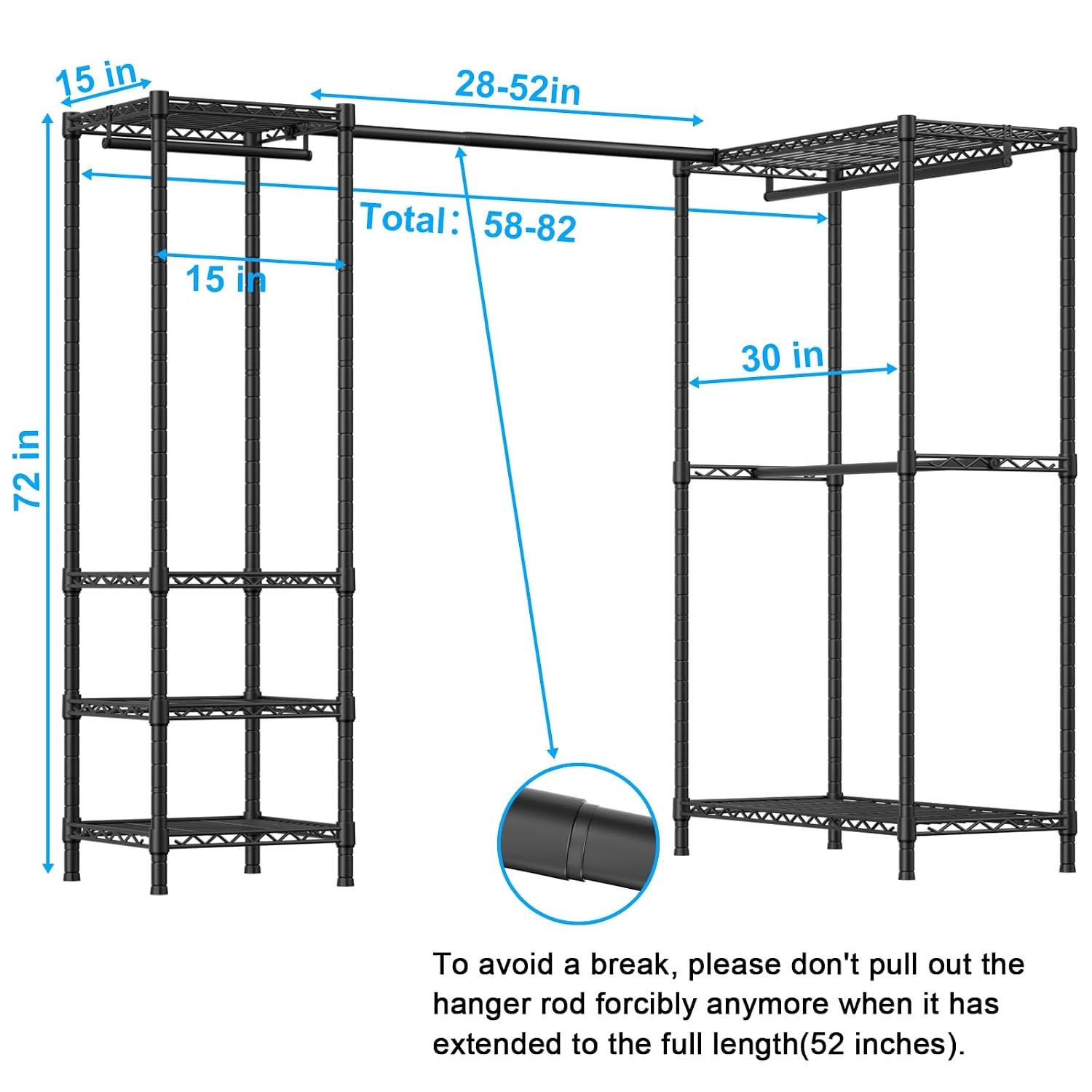 E10L L-Shaped Clothes Rack for Corner（With Expandable Hanger Rod）Heavy Duty Free gallery