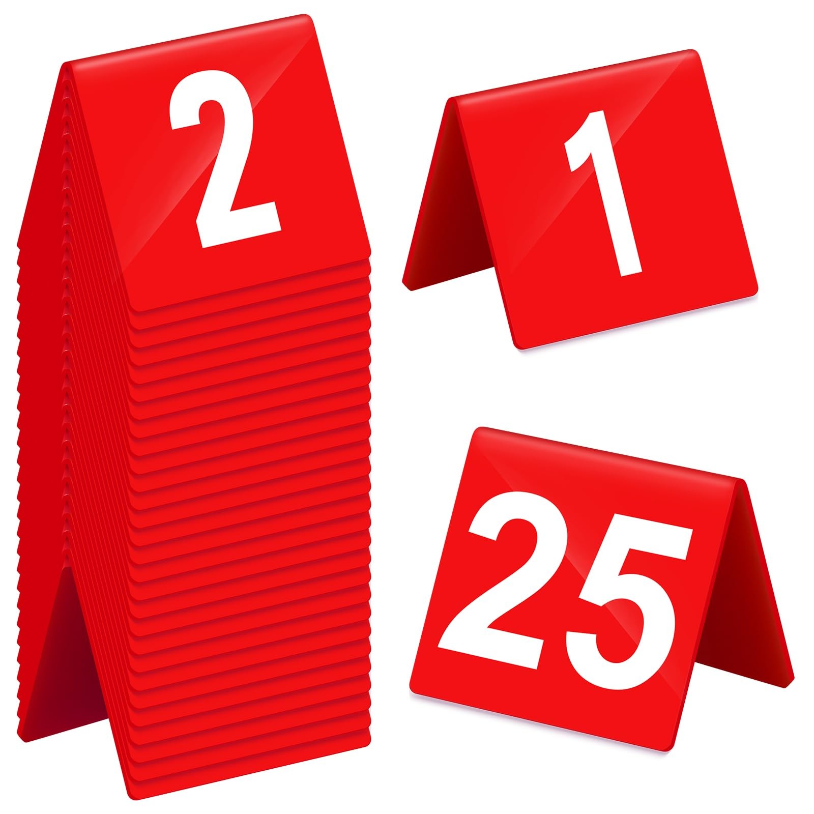 Tuanse Table Numbers 1-25 Acrylic Double 2.5 x 2.17 x 2 inches, Red, White gallery