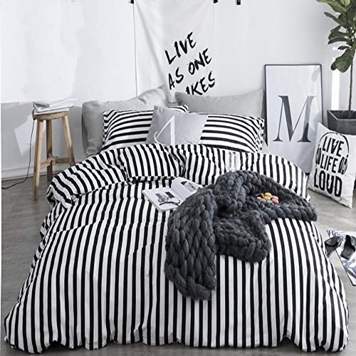 Striped Size Comforter Set 3Pcs Black and White King Black White Striped gallery