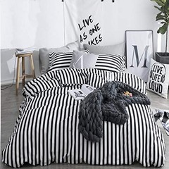Striped Size Comforter Set 3Pcs Black and White King Black White Striped