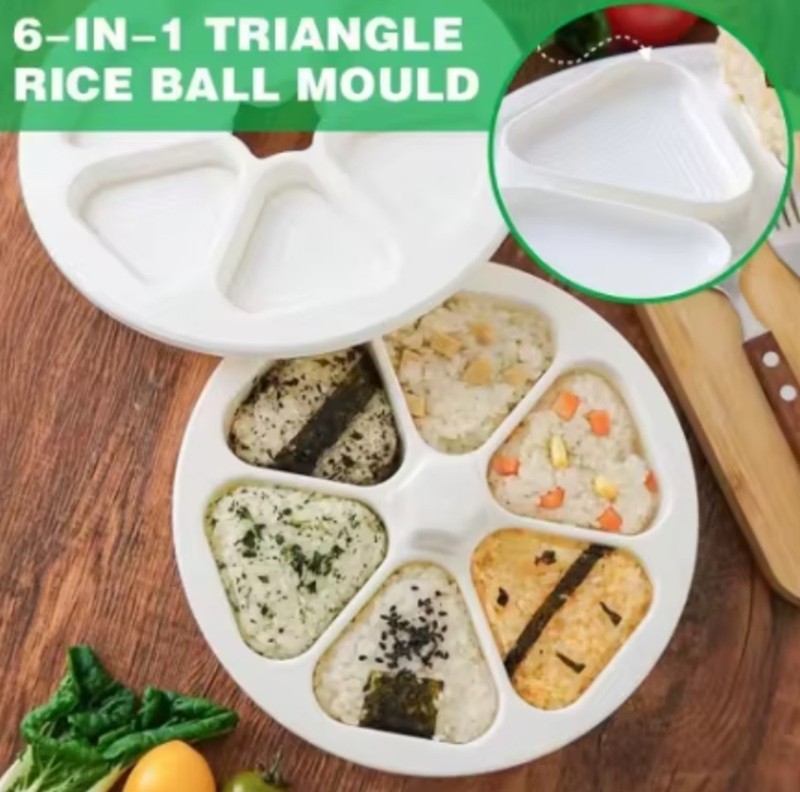 6-in-1 Onigiri Mold–Multifunctional Triangle Sushi Rice Ball Maker & Storage Set gallery