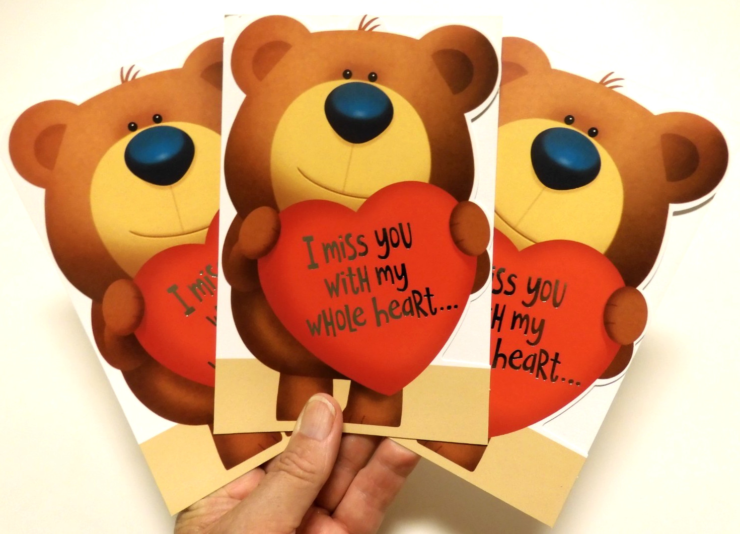 3 Cards American Greetings Valentine's Day I Miss You With My Whole Heart Teddy gallery