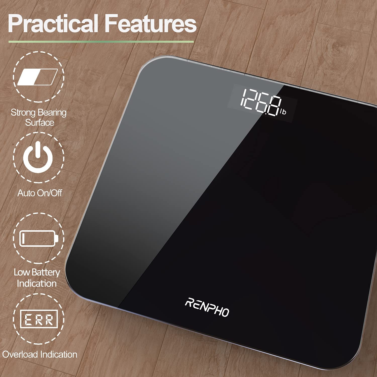 RENPHO Scale for Body Weight, Mechanical Bathroom Weighing 10.2", Black gallery