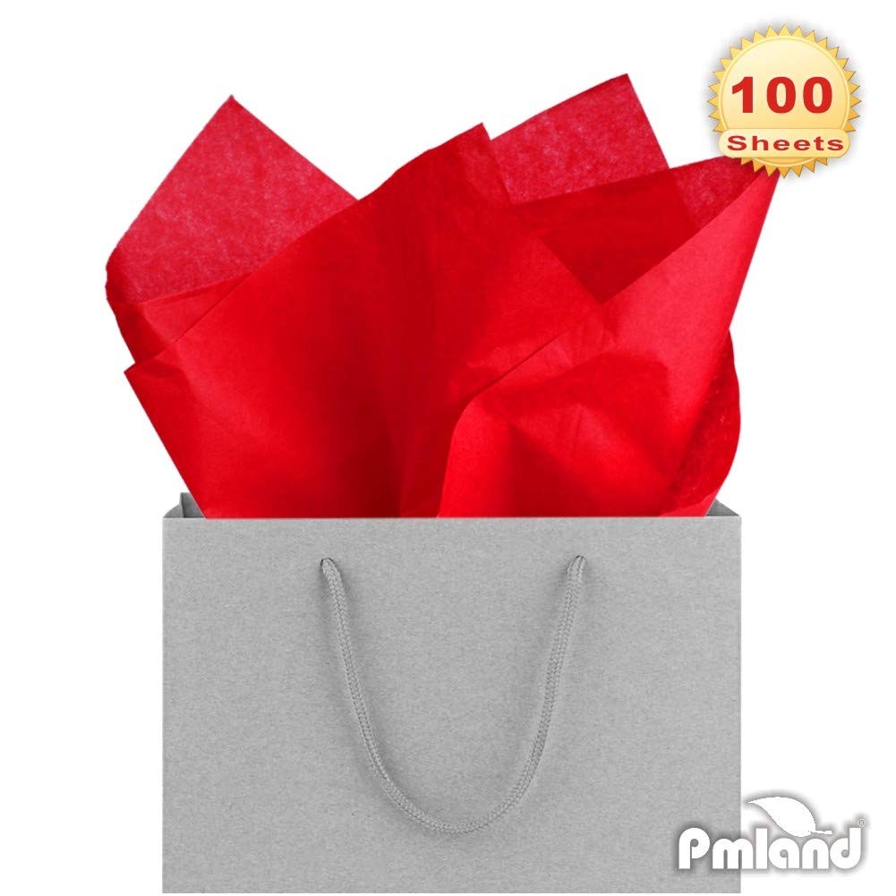 PMLAND 100 Sheets Red Tissue Paper Bulk, 20x15 100 Count (Pack of 1), gallery