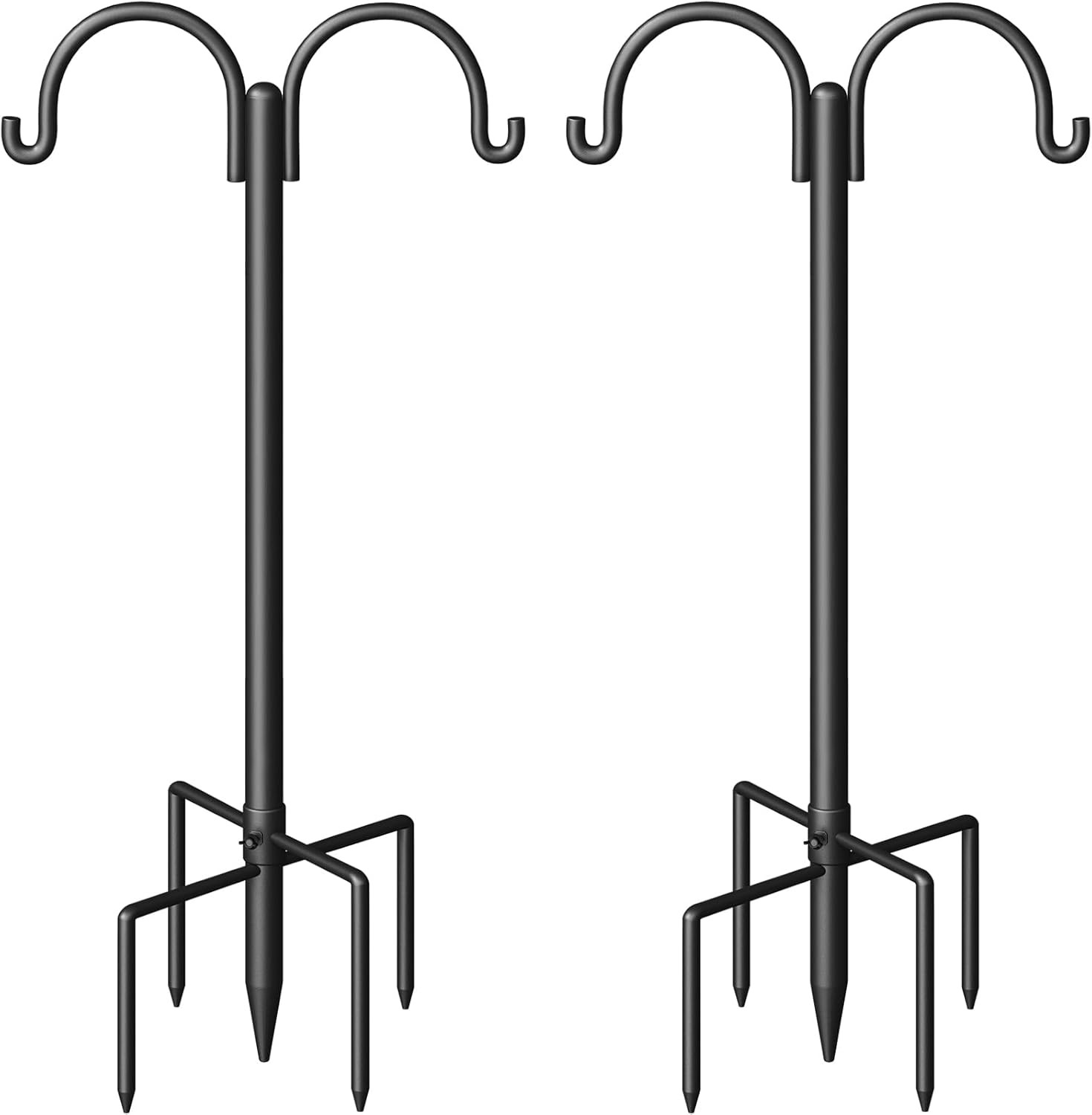 2X Double Shepherds Hooks for Outdoor Adjustable Bird Feeder Pole Hanging Plants gallery