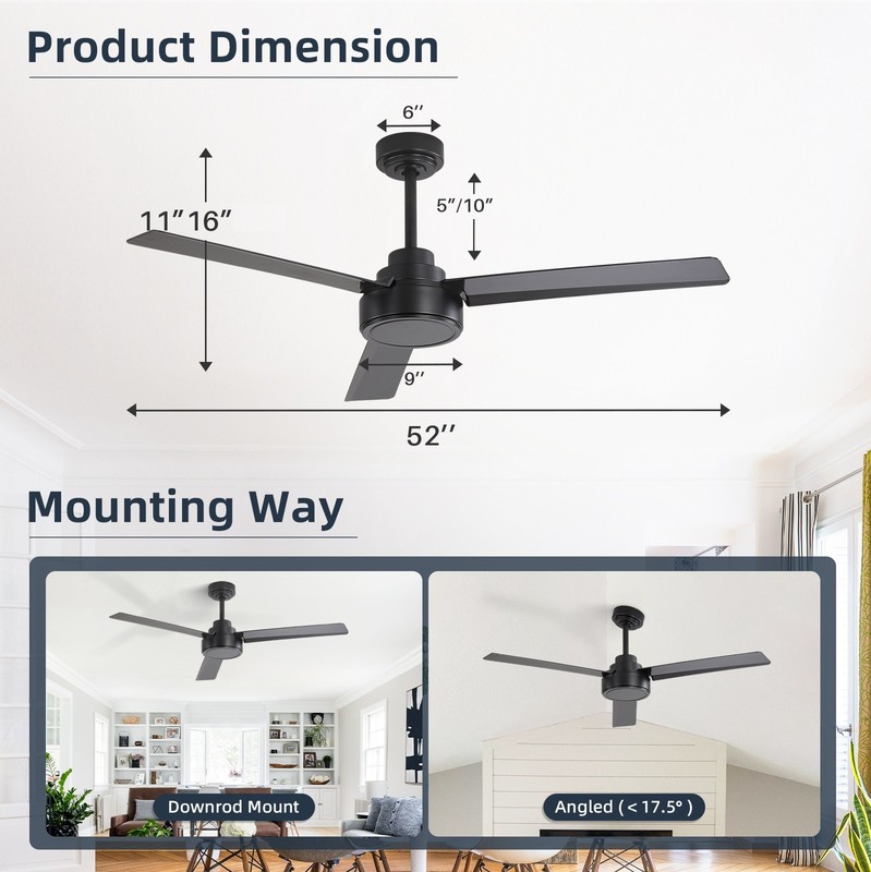 Sofucor Low Profile Ceiling Fan No Light Remote Indoor Outdoor Quiet Ceiling Fan gallery