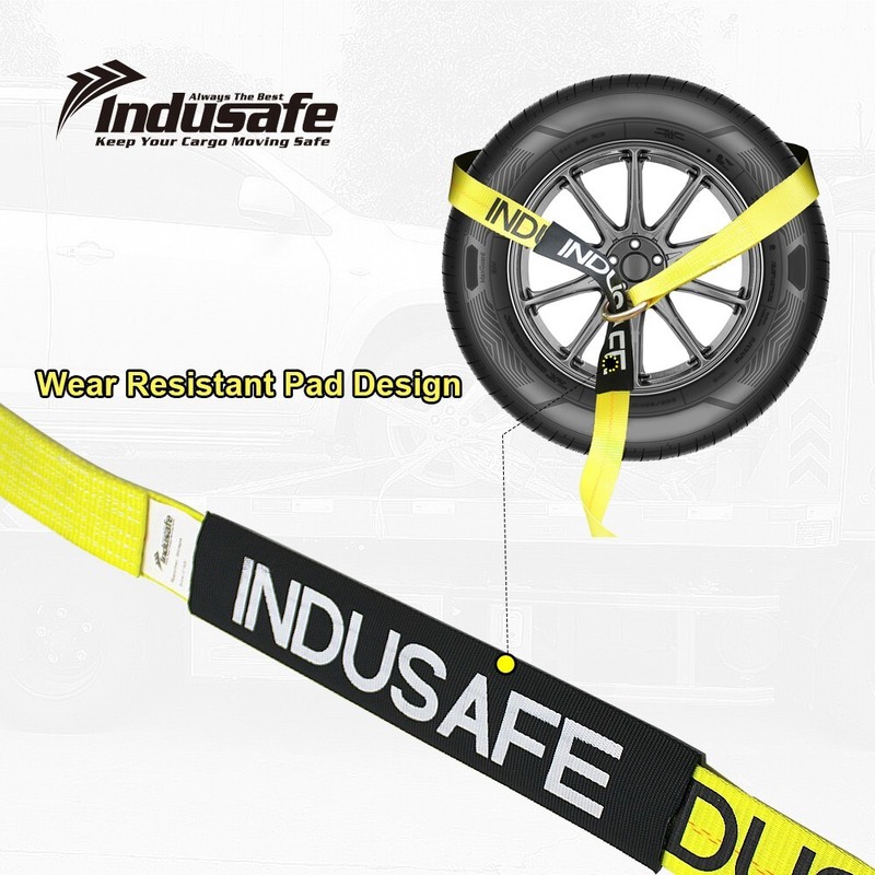 4 Pack Flat Hook Car Tie Down Straps Auto Hauler Ratchet Strap Kit Side Mount gallery