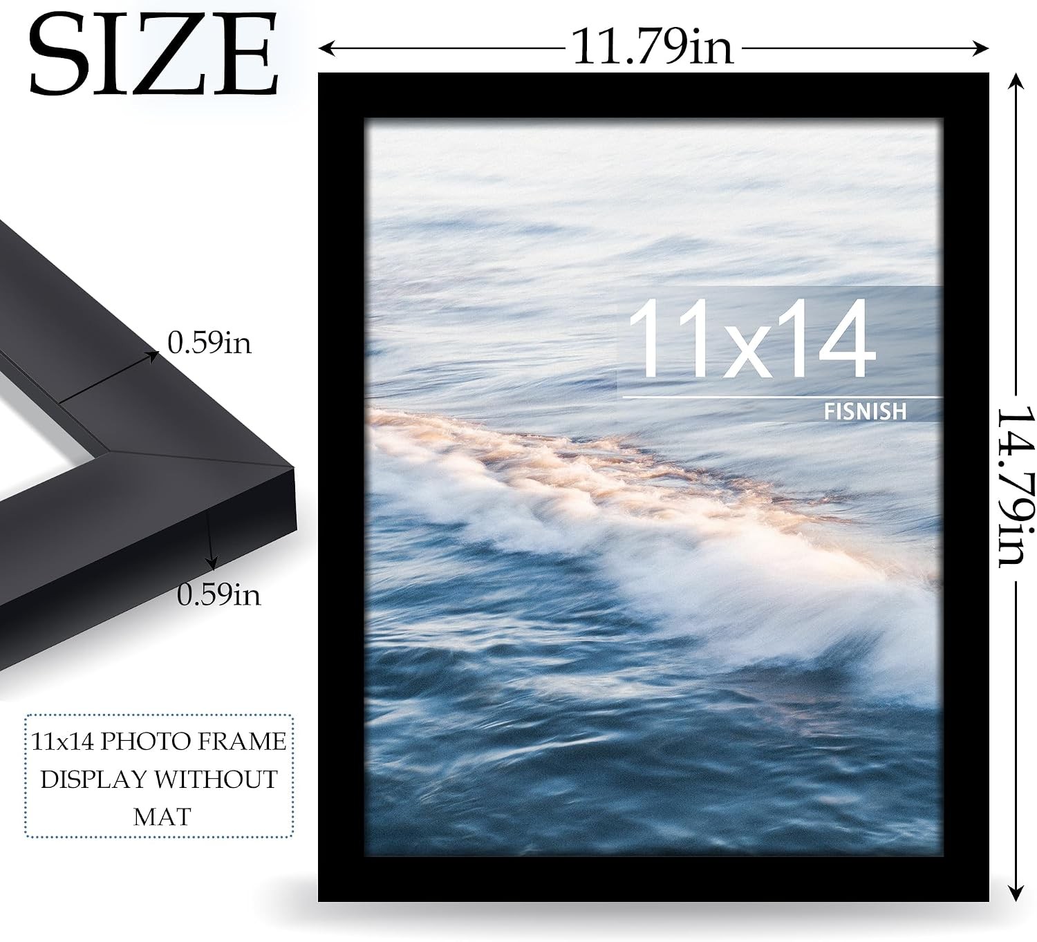 11x14 Picture Frame, for Tabletop Display, Horizontal or Vertical Wall Mounting, gallery