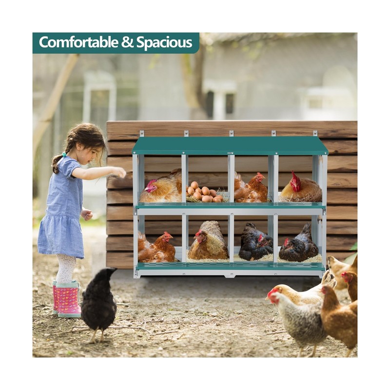Chicken Nesting Box, 8 Compartment Metal Nesting Box, Wall Mountable Nesting ... gallery