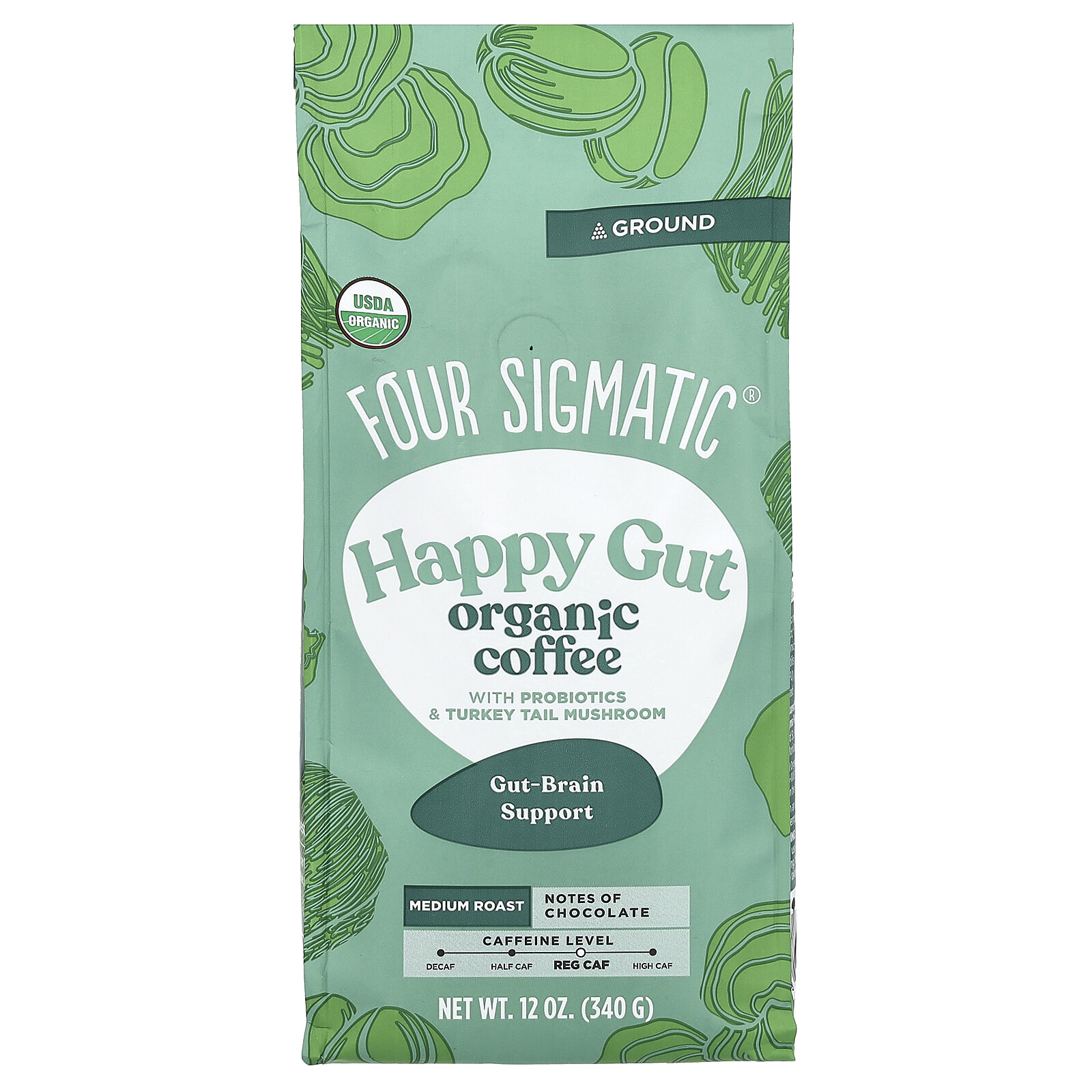 Happy Gut, Organic Coffee with Probiotics and Turkey Tail Mushroom, Ground, gallery