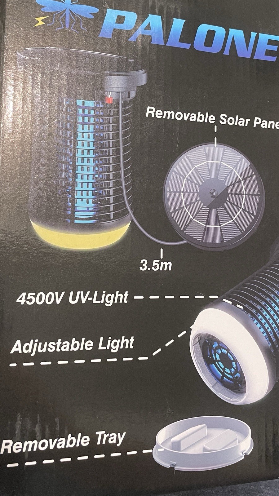 Solar Panel Bug Zapper Outdoor LED Detachable Solar Mosquitos Insect Palone-New gallery